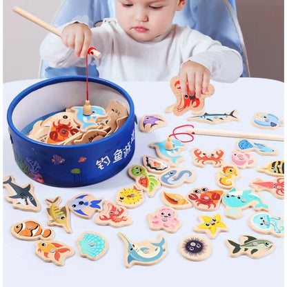 Montessori Wooden Fishing Game – Educational Marine Life Toy