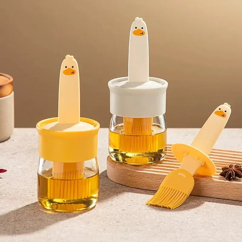 Pinceau à huile en silicone haute température avec bouteille intégrée