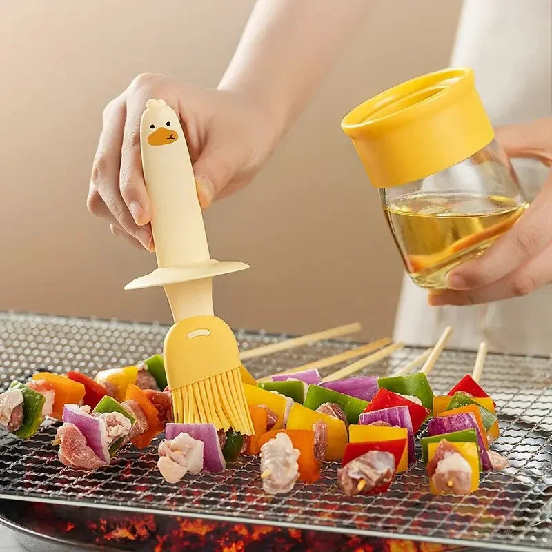 Pinceau à huile en silicone haute température avec bouteille intégrée