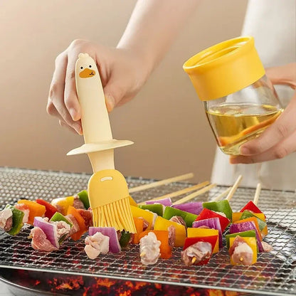 Pinceau à huile en silicone haute température avec bouteille intégrée
